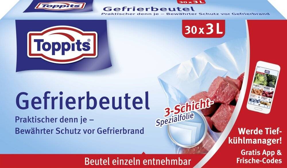 TOPPITS Gefrierbeutel 27x30cm 3l Pack 30 Stück-0