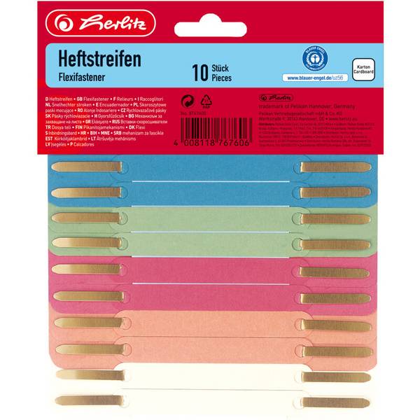 herlitz Heftstreifen 34 x 150 mm, RC-Karton, farbig sortiert