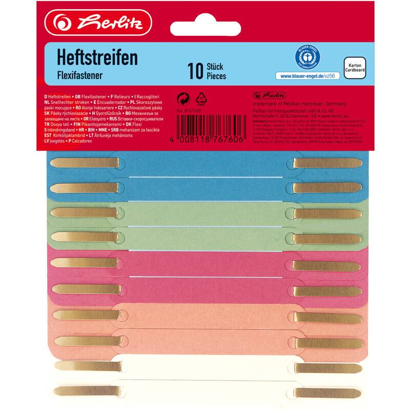 herlitz Heftstreifen 34 x 150 mm, RC-Karton, farbig sortiert-0