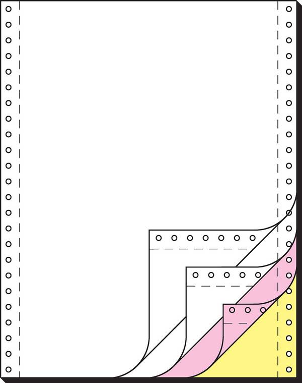 SIGEL Computerpapier 12"x240 mm, A4, LP, 60 g/m², 4f, weiß/rosa/gelb+AHL, 500 Sätze, Endlospapier