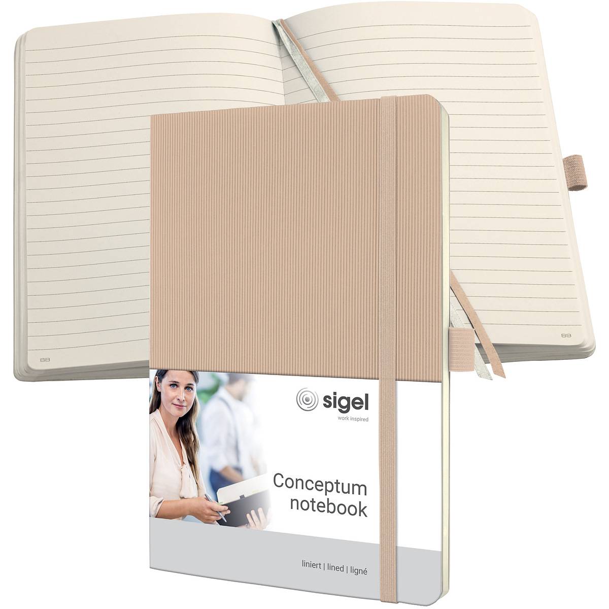 SIGEL Notizbuch Conceptum, Softcover, ca. A5, liniert, beige, 194 S.-0