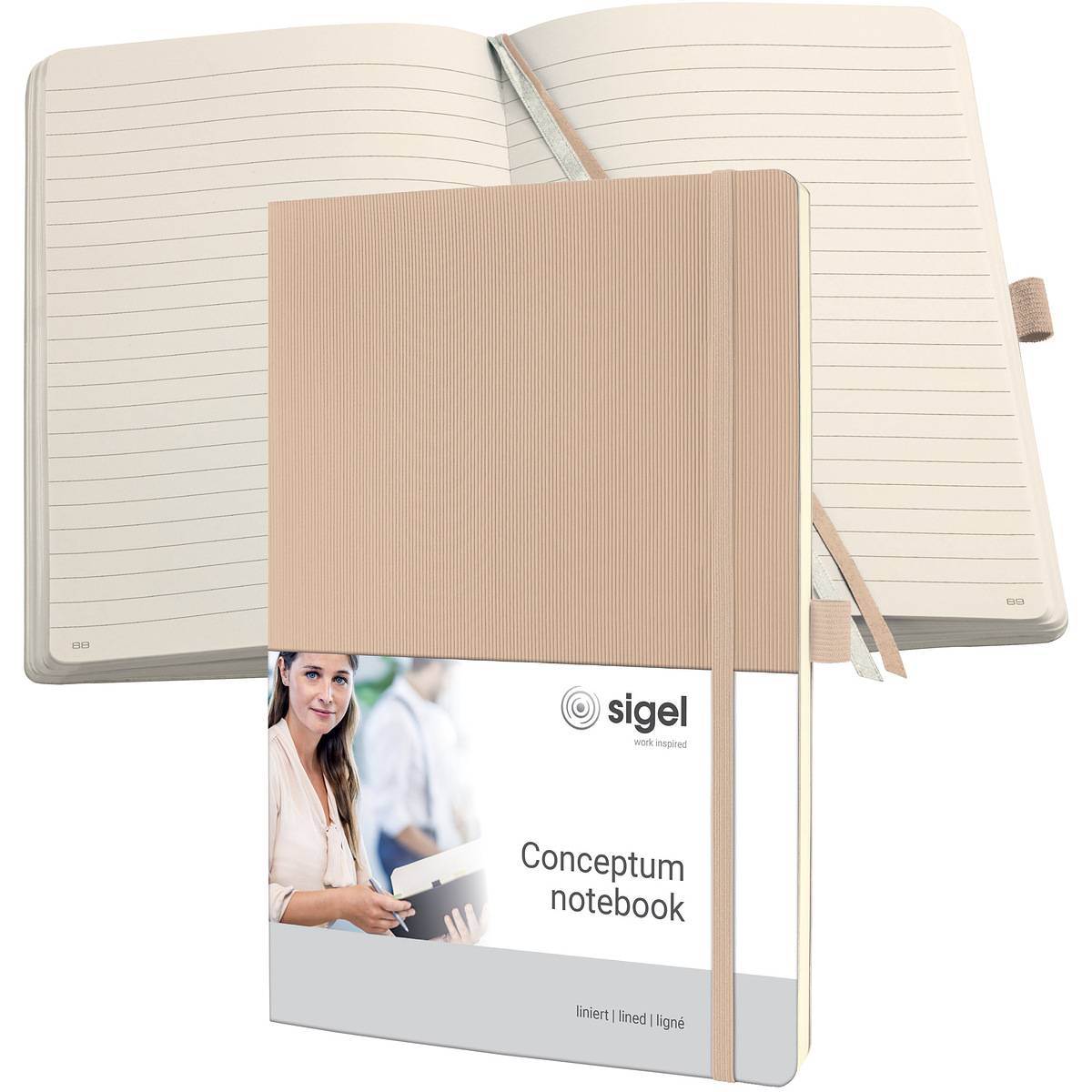 SIGEL Notizbuch Conceptum, Softcover, ca. A4, liniert, beige, 194 S.-0