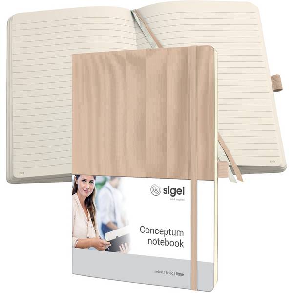 SIGEL Notizbuch Conceptum, Softcover, ca. A4, liniert, beige, 194 S.