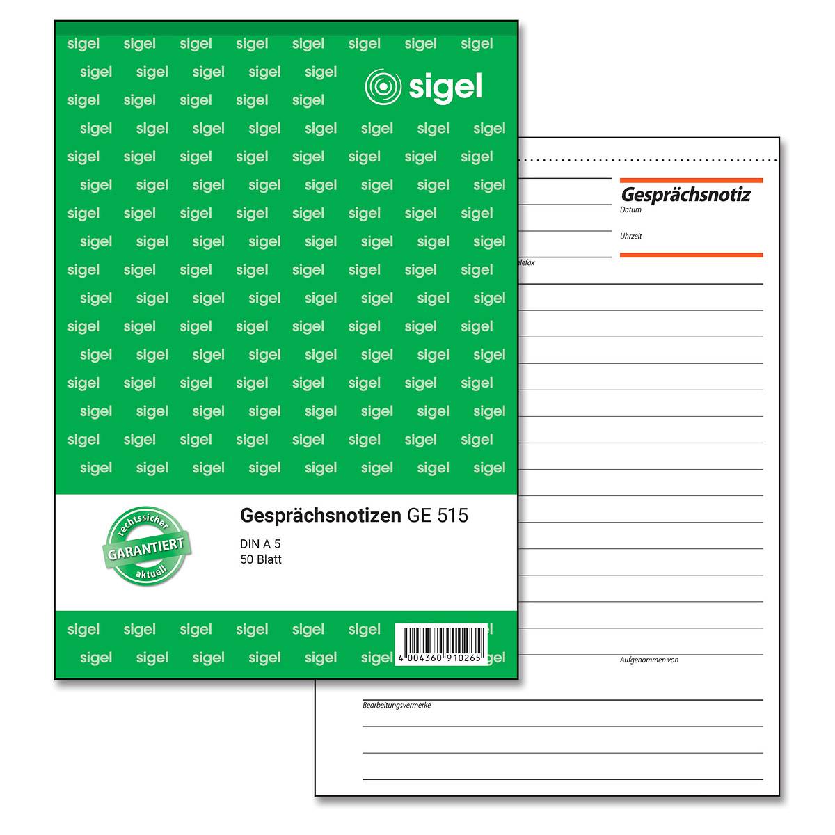 Sigel - Notizformular - 50 Blatt - A5-0