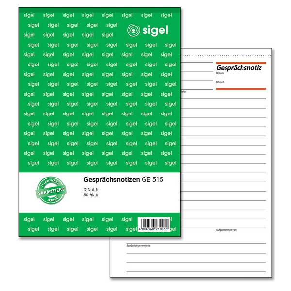 Sigel - Notizformular - 50 Blatt - A5