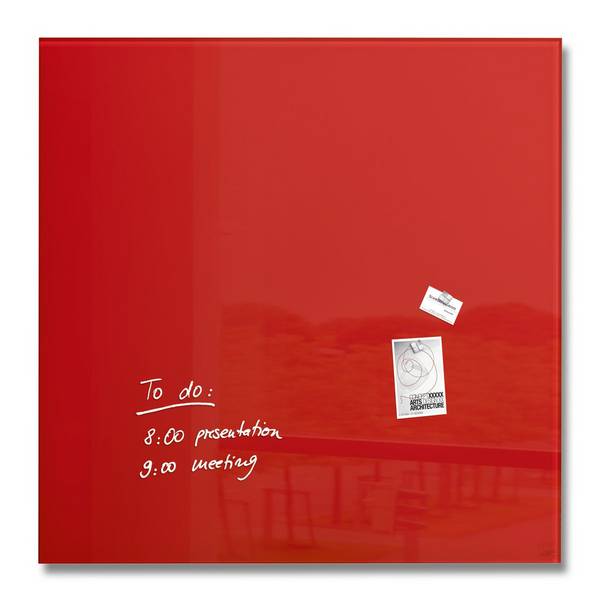 SIGEL Glas-Whiteboard / große Glasmagnettafel Artverum, 100x100 cm, rot