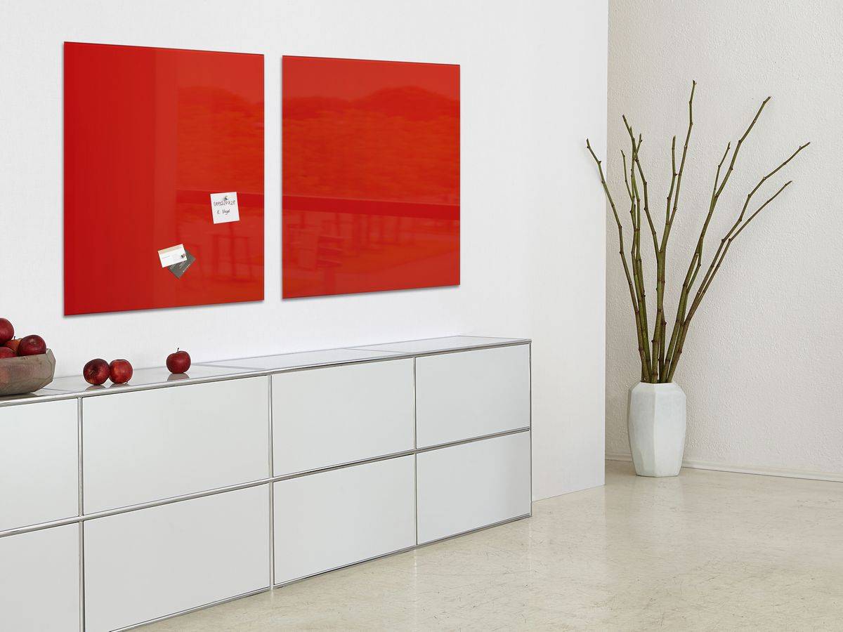 SIGEL Glas-Whiteboard / große Glasmagnettafel Artverum, 100x100 cm, rot-3