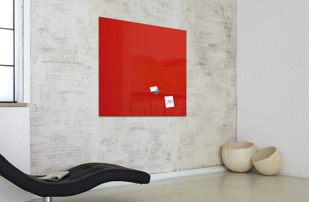 SIGEL Glas-Whiteboard / große Glasmagnettafel Artverum, 100x100 cm, rot-4