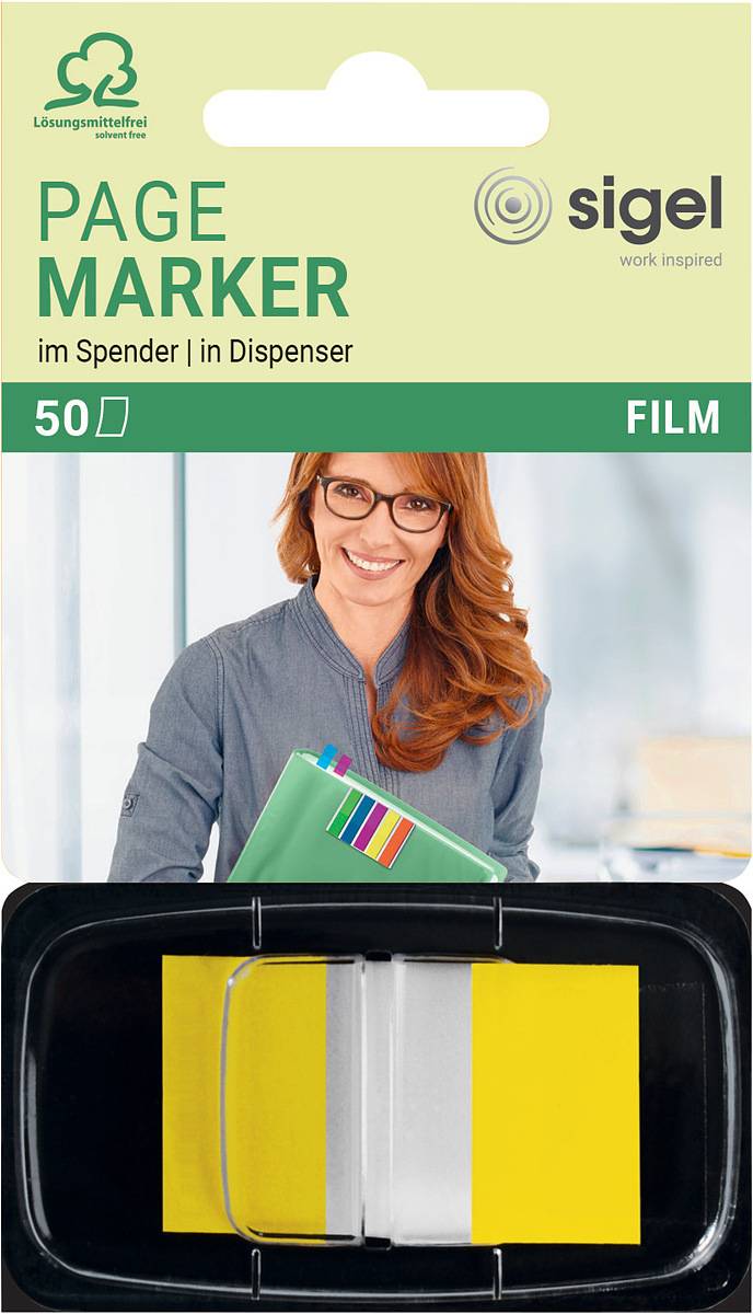 SIGEL Haftmarker / Z-Marker, Folie, Color-Tip, gelb, 43x25 mm, 50 Streifen-0