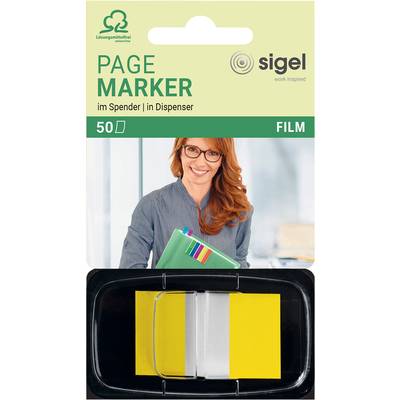 SIGEL Haftmarker / Z-Marker, Folie, Color-Tip, gelb, 43x25 mm, 50 Streifen