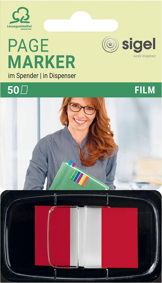SIGEL Haftmarker / Z-Marker, Folie, Color-Tip, rot, 43x25 mm, 50 Streifen-0