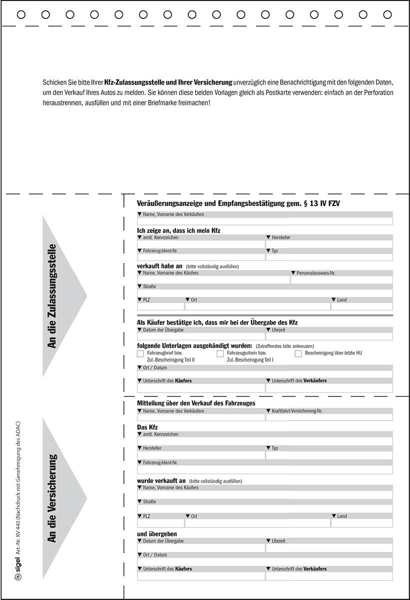 SIGEL Kaufvertrag für gebrauchtes Kfz, offizieller ADAC-Vordruck, A4, selbstdurchschreibend, 4 Blatt-3