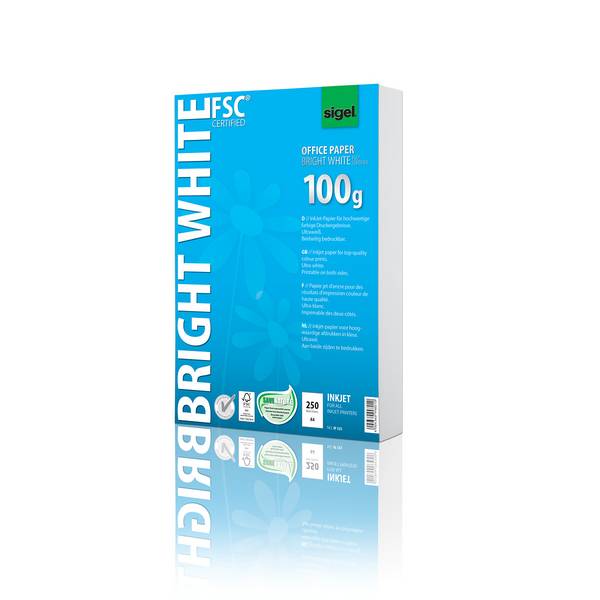 SIGEL Office Papier BRIGHT WHITE, ultraweiß, 100 g/m², A4, 250 Blatt