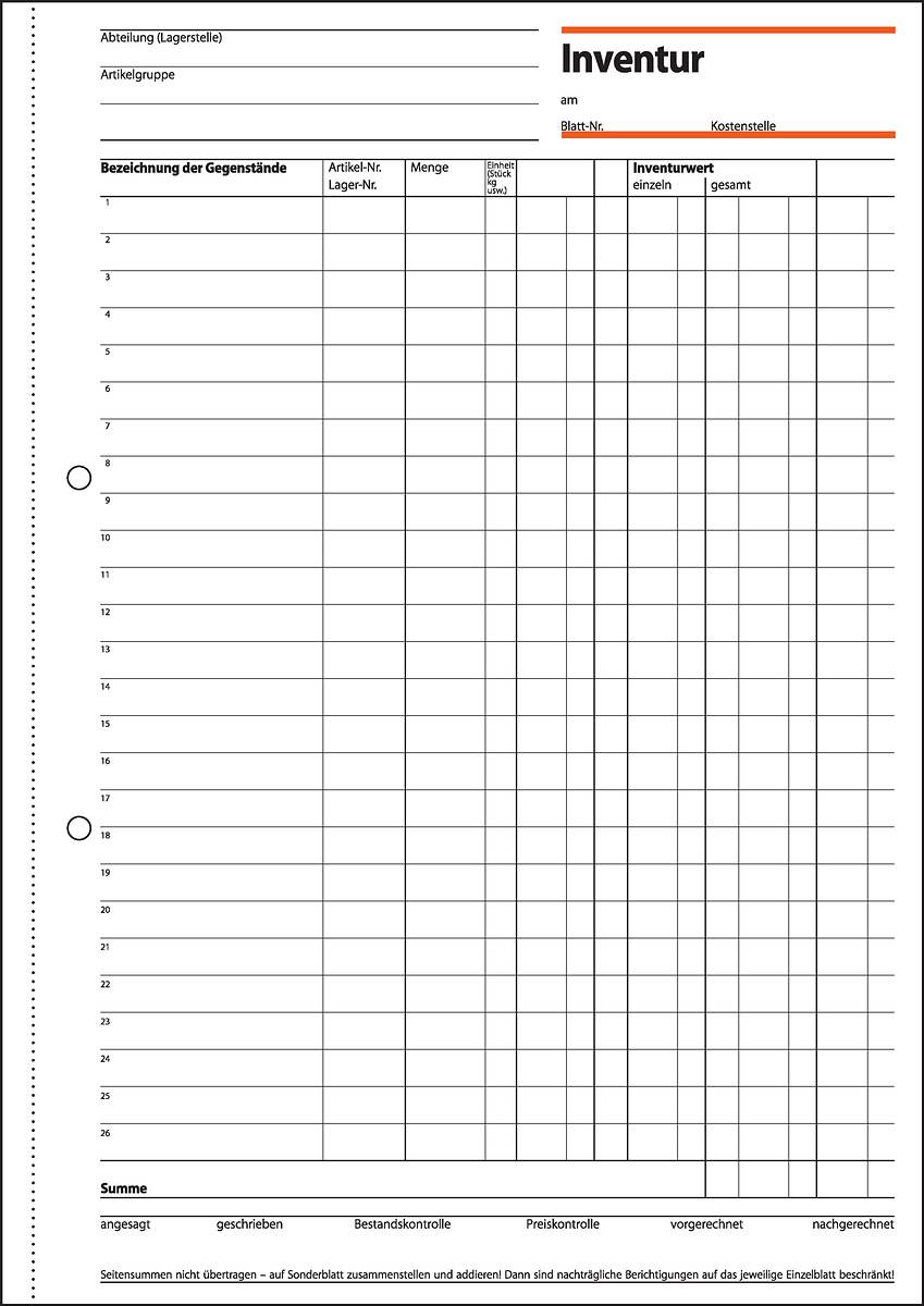 Sigel - Inventarbuch - 50 Blatt - A4-2