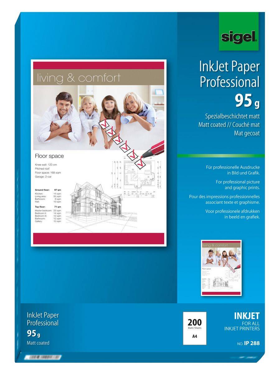 SIGEL Inkjet Papier Professional, matt, 95 g/m², A4, 200 Blatt-0