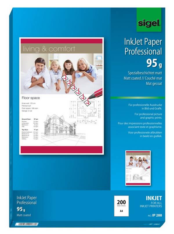 SIGEL Inkjet Papier Professional, matt, 95 g/m², A4, 200 Blatt