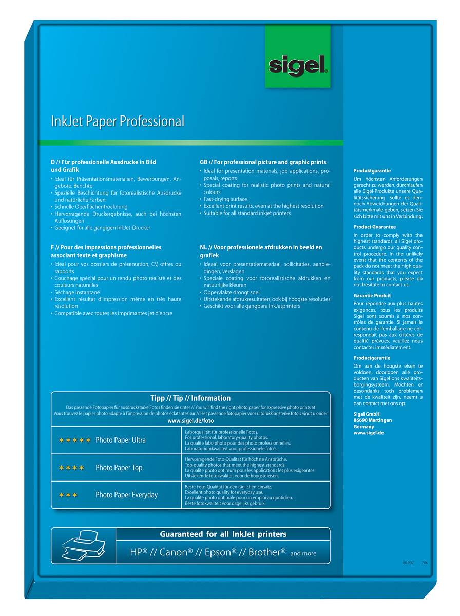 SIGEL Inkjet Papier Professional, matt, 95 g/m², A4, 200 Blatt-2