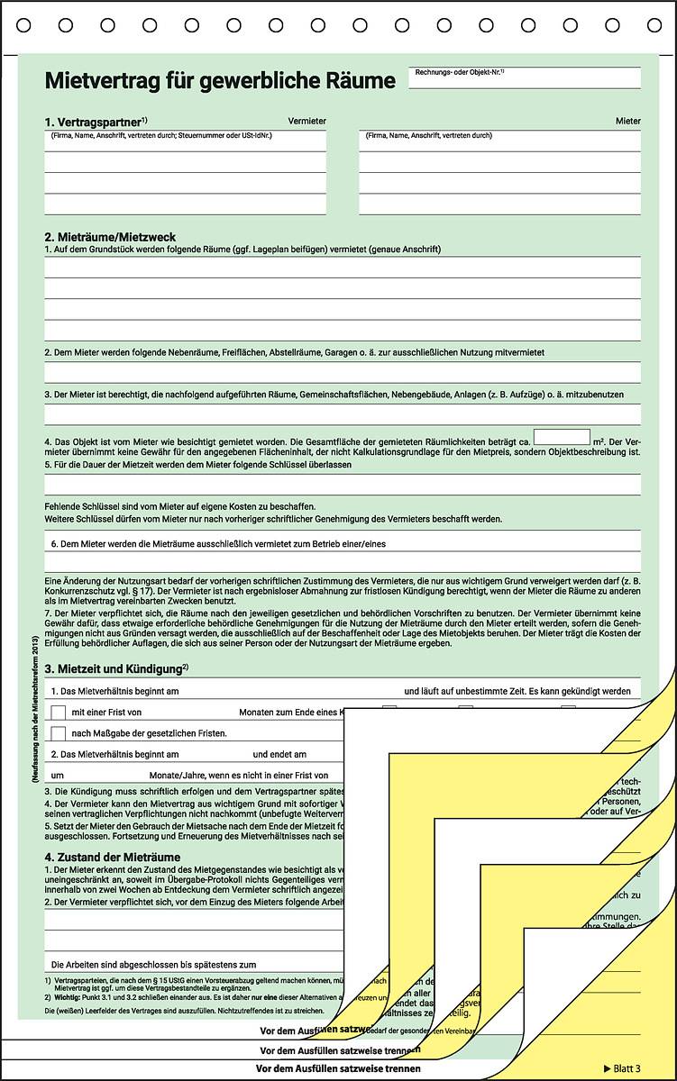 SIGEL Mietvertrag, für gewerbliche Räume, A4, selbstdurchschreibend, 3 x 2 Blatt-0