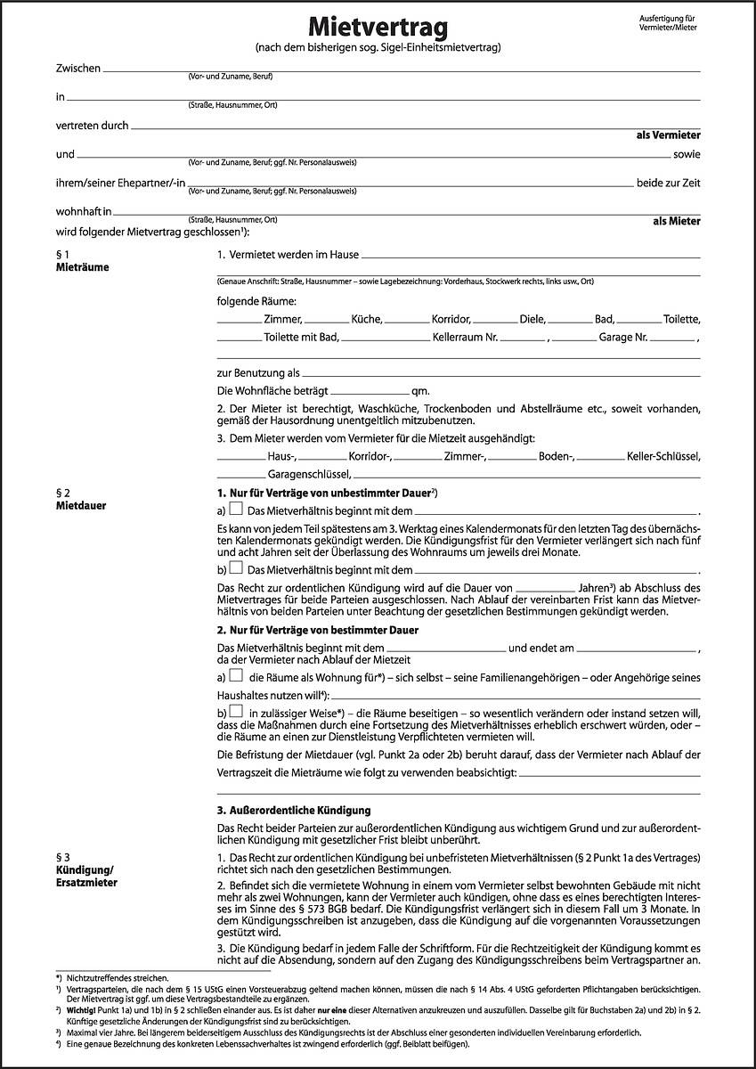 SIGEL Mietvertrag, ehemals Einheitsmietvertrag, A4, 6 seitig-0