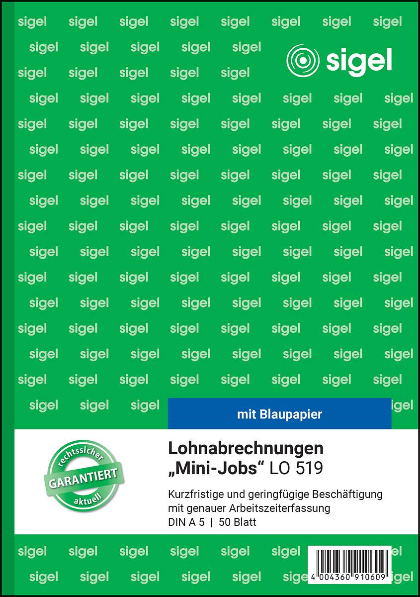Sigel - Lohnbuchabrechnung für Minijobs - 50 Blatt-1