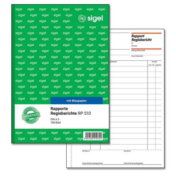 Sigel - Rapport/Regiebericht - 100 Blatt - A5