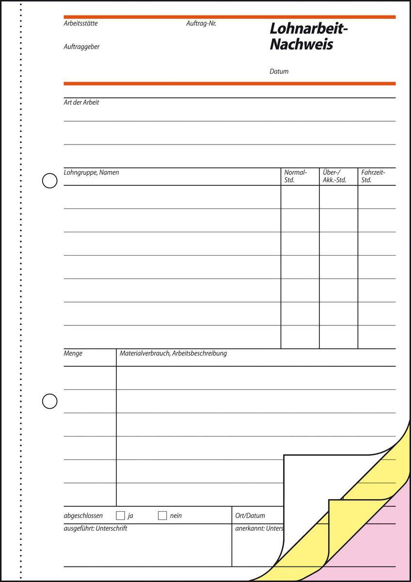 SIGEL Lohnarbeit-Nachweise, 1., 2. und 3. Blatt bedruckt, A5, selbstdurchschreibend, 3 x 40 Blatt-2