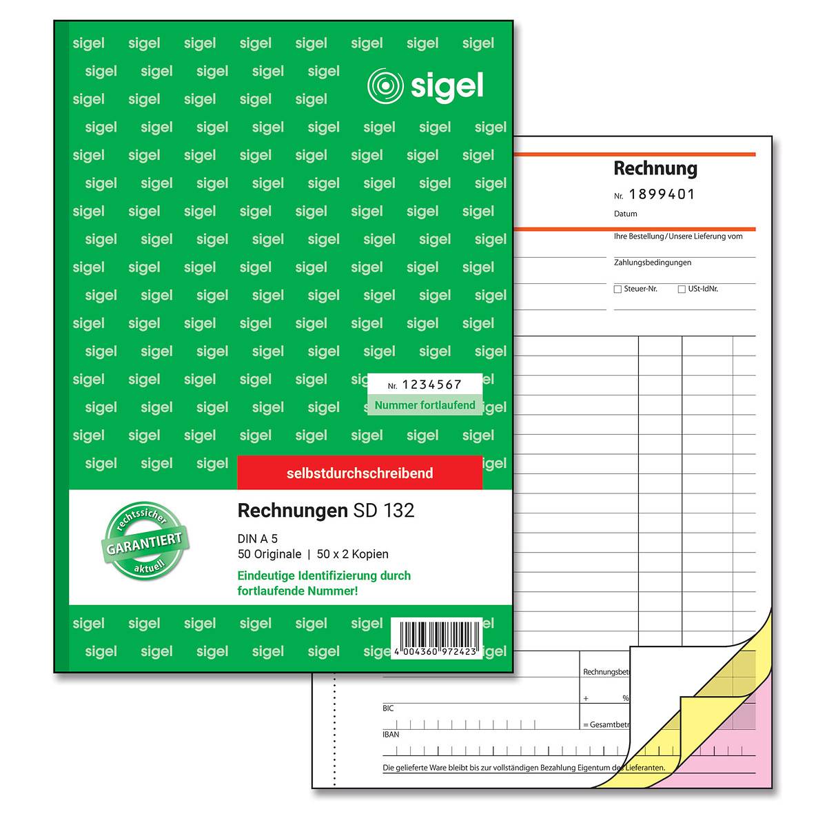 Sigel - Rechnungsformular - 50 Blatt - A5 - Dreifachausfertigung-0
