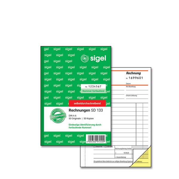 Sigel - Rechnungsformular - 50 Blatt - A6 - Kopie