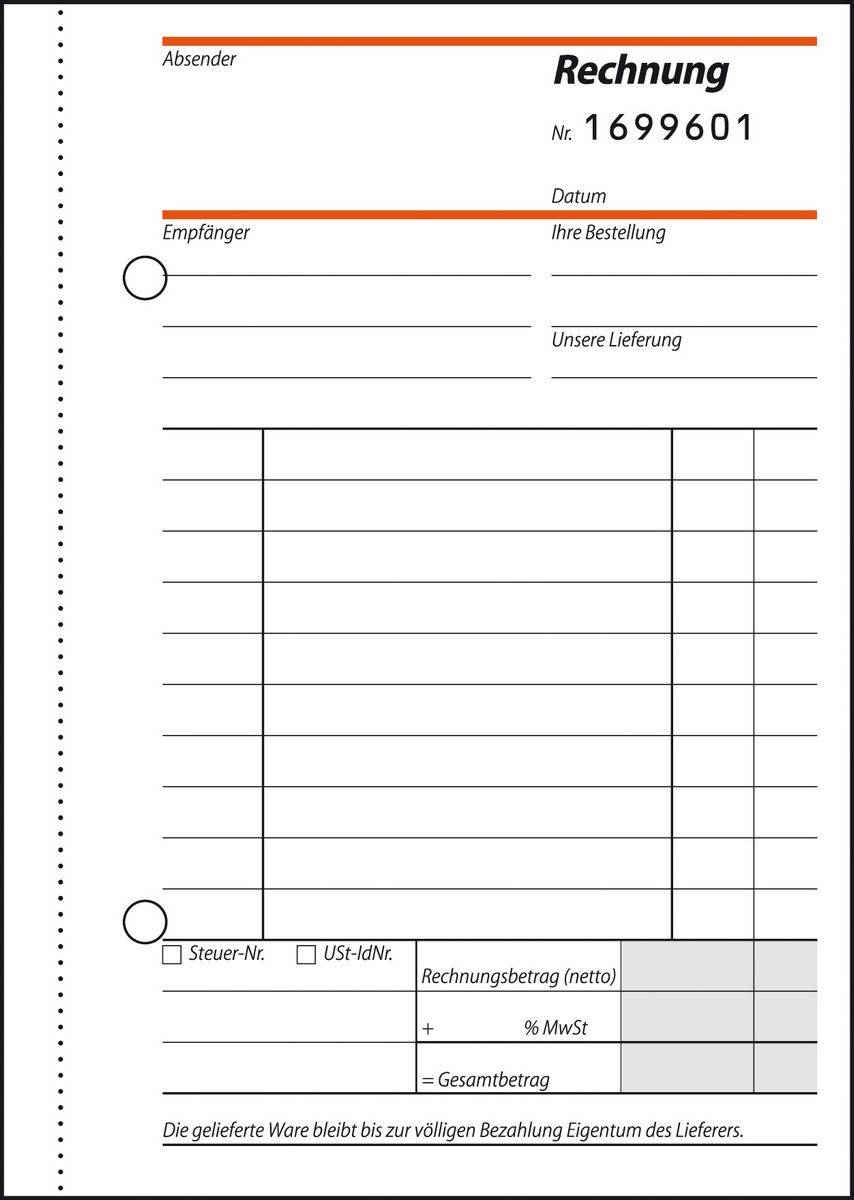 Sigel - Rechnungsformular - 50 Blatt - A6 - Kopie-2