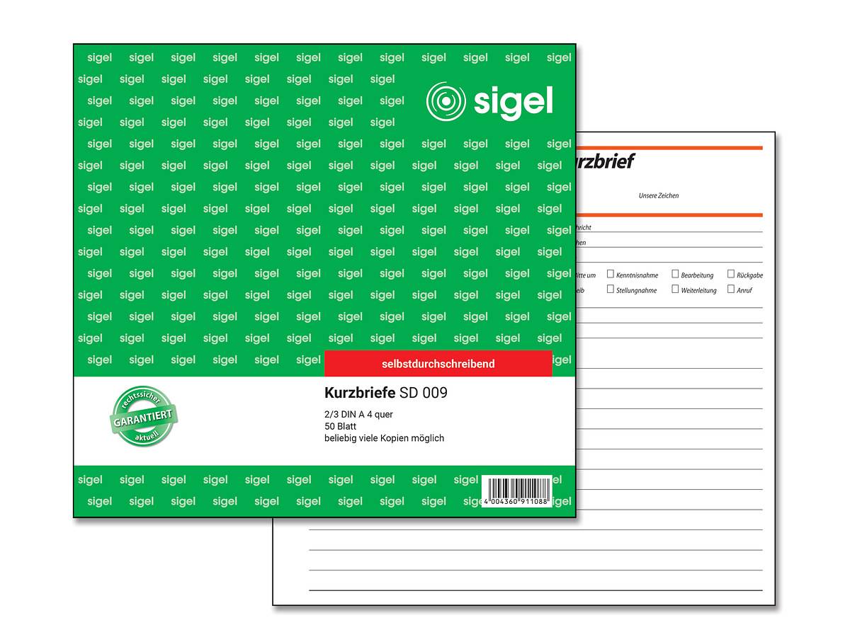 SIGEL Kurzbriefe, CFB, 2/3 A4, selbstdurchschreibend, 50 Blatt-0