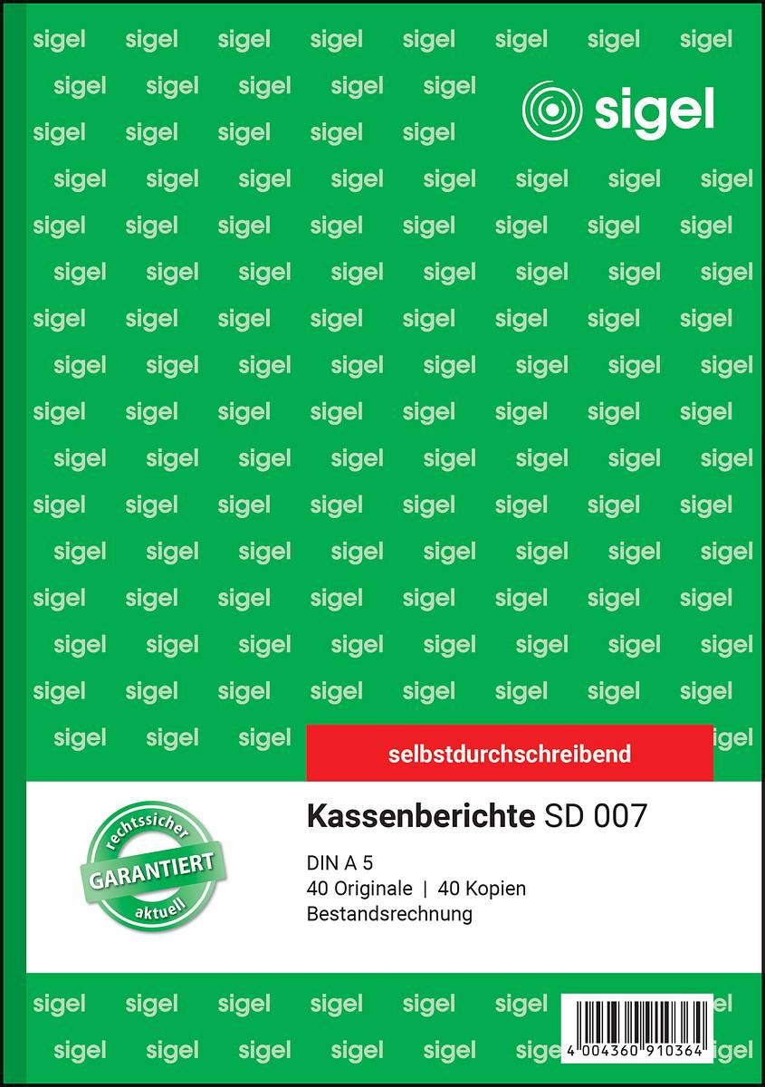 Sigel - Kassenbericht/Bestandsrechnung - 40 Blatt-1