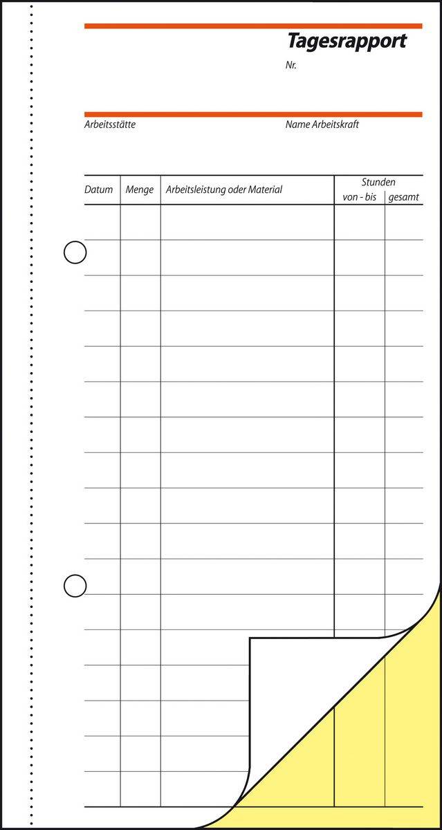 SIGEL Tagesrapporte, 1. und 2. Blatt bedruckt, 105x200 mm, selbstdurchschreibend, 2 x 40 Blatt-2