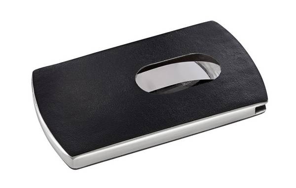 SIGEL Visitenkarten-Etui "Snap" Lederoptik, schwarz, silber