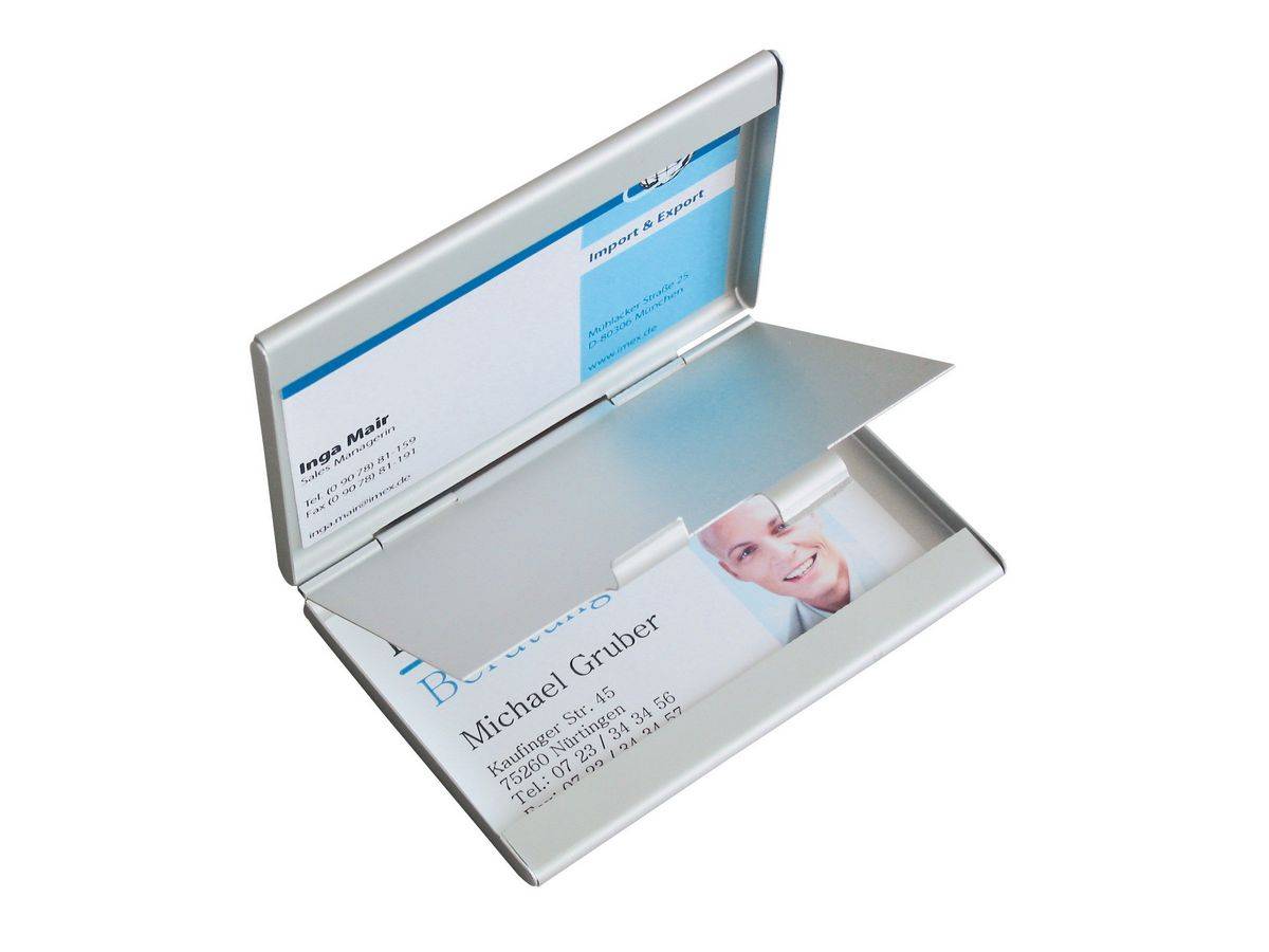 Sigel - Visitenkartenkasten - Aluminium - Silber-2