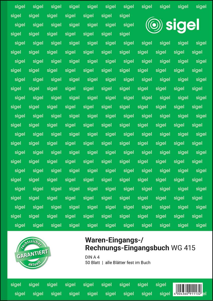 SIGEL Waren-/Rechnungs-Eingangsbuch, alle Blätter fest im Buch, A4, 50 Blatt-1