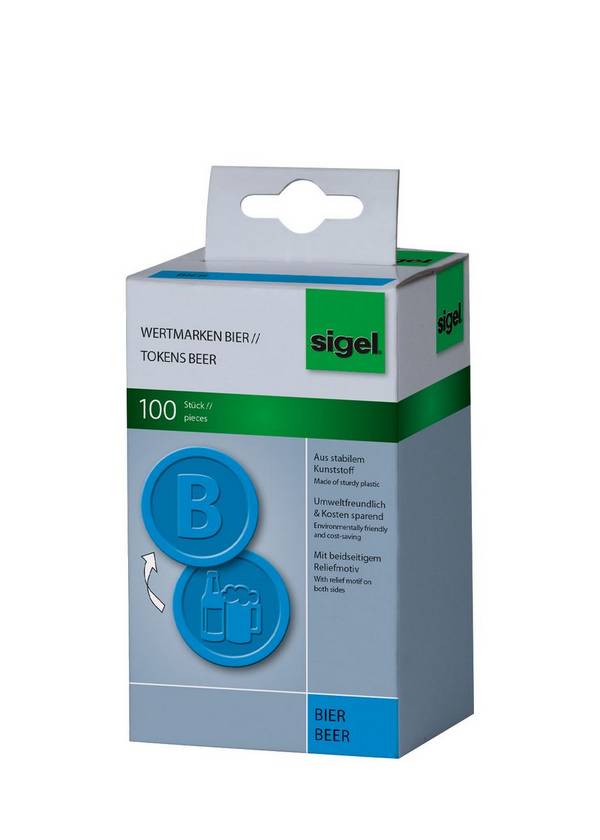 SIGEL Wertmarken Bier, blau, Ø 25 mm, 100 Stück