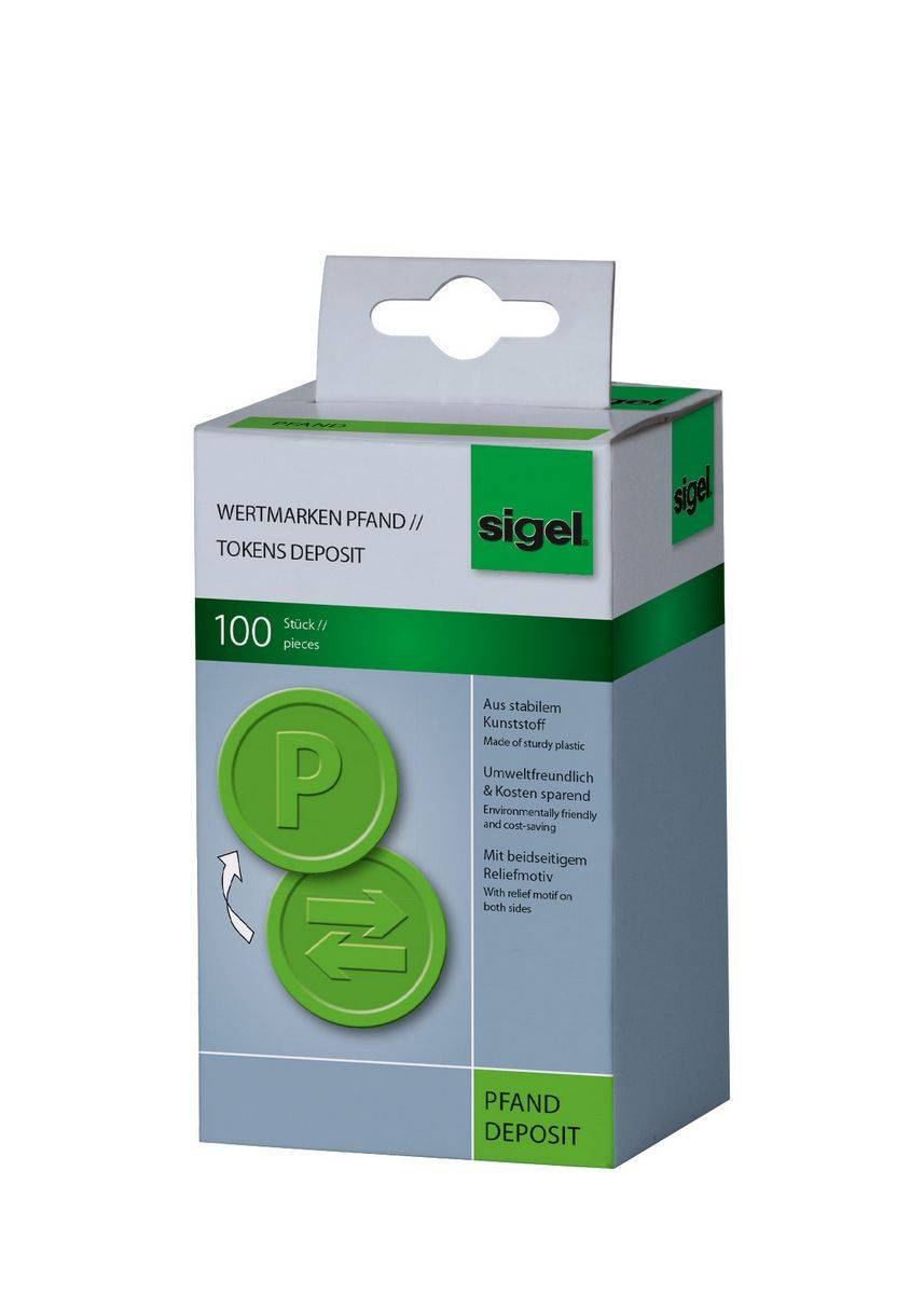 SIGEL Wertmarken Pfand, grün, Ø 25 mm, 100 Stück-0