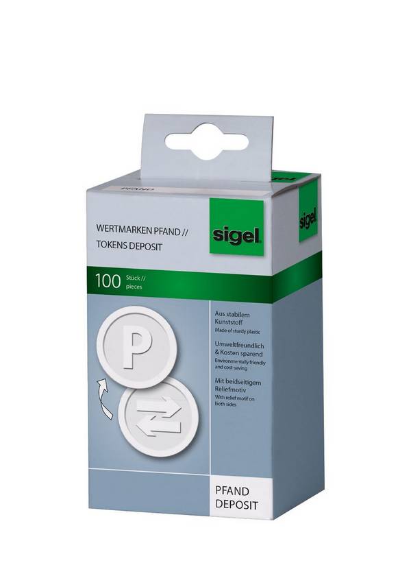 SIGEL Wertmarken Pfand, weiß, Ø 25 mm, 100 Stück