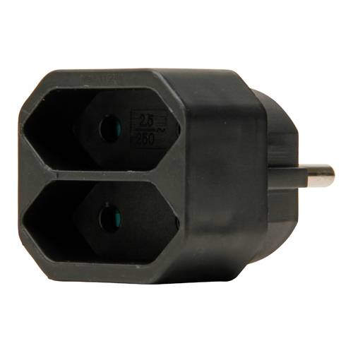 KOPP 174105004 - Adapter mit Anschluss für 2x Euro-Stecker (2-fach | 250V | 2x 2,5A) - in schwarz-0