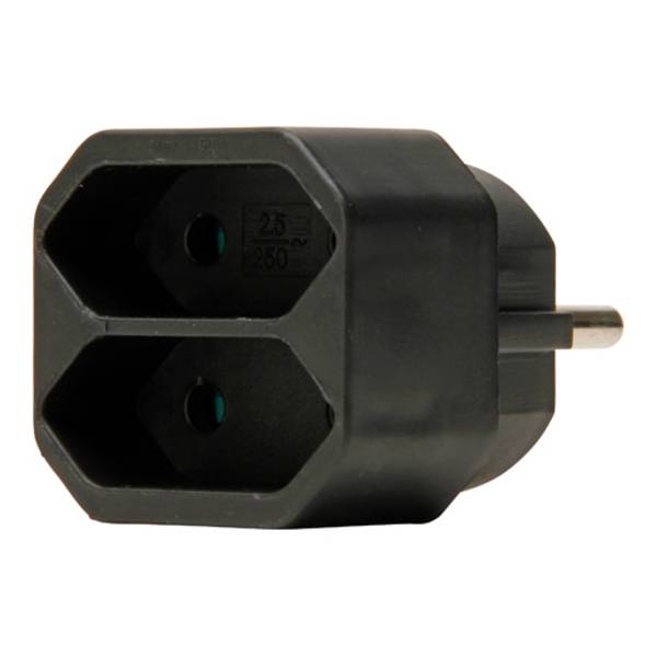 KOPP 174105004 - Adapter mit Anschluss für 2x Euro-Stecker (2-fach | 250V | 2x 2,5A) - in schwarz