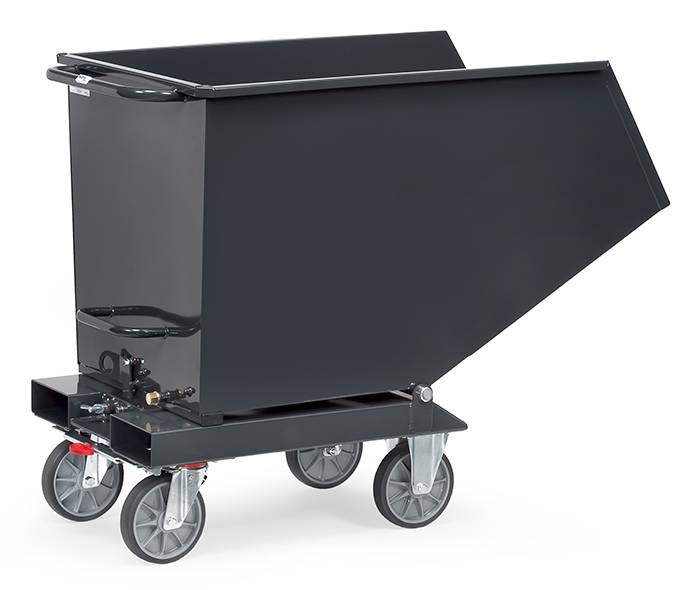 Muldenkippbehälter mit Staplertaschen - 450 l - 750 kg - anthrazitgrau-0