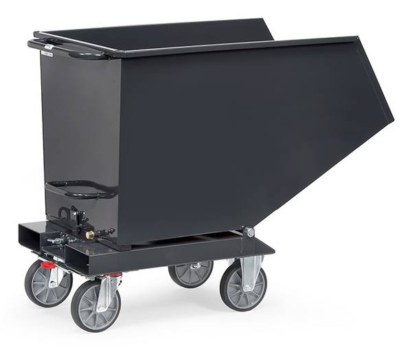 Muldenkippbehälter mit Staplertaschen - 450 l - 750 kg - anthrazitgrau