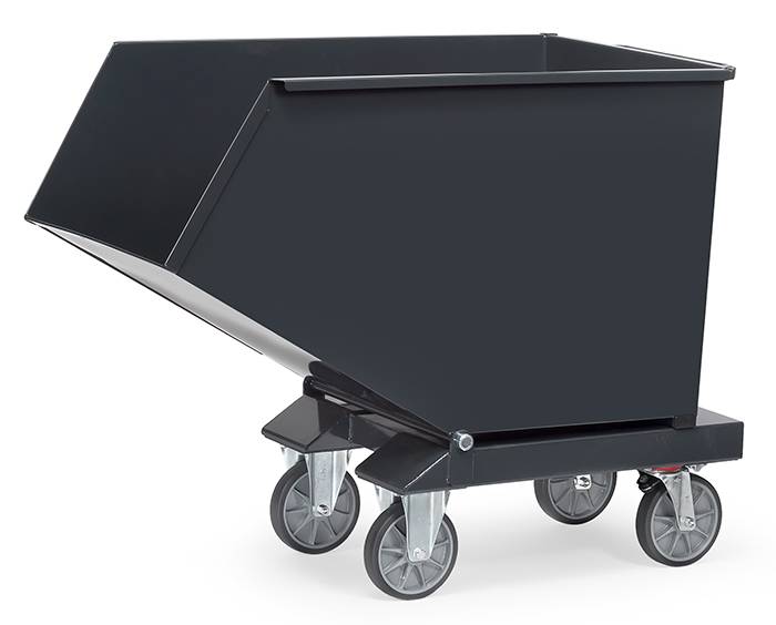 Muldenkippbehälter mit Staplertaschen - 450 l - 750 kg - anthrazitgrau-1