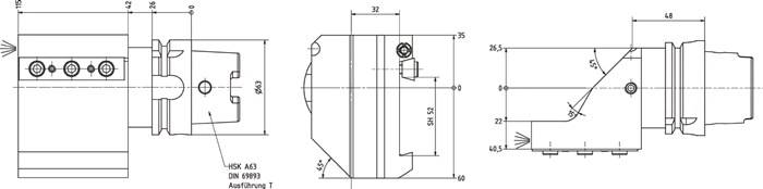 Abstechhalter ISO12164-3 Aufnahme-H.52mm re.HSK-T63 axial EWS-4
