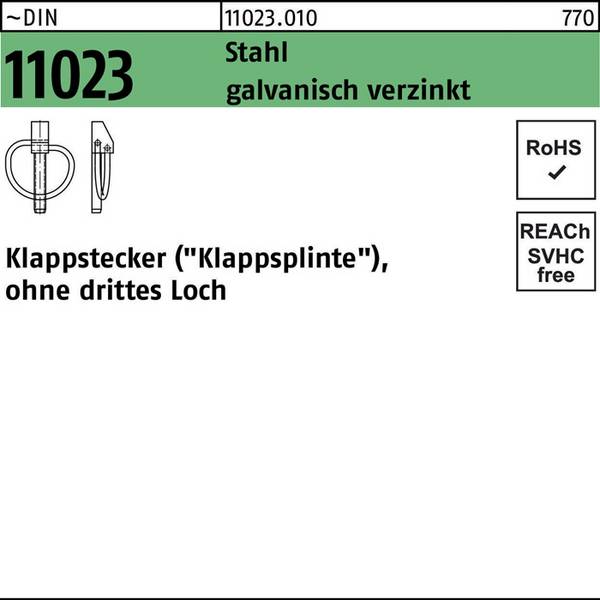 Klappstecker DIN 11023 8x 42 Stahl galv.verz. 50 Stück
