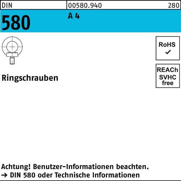 Ringschraube DIN 580 M24 A 4 1 Stück