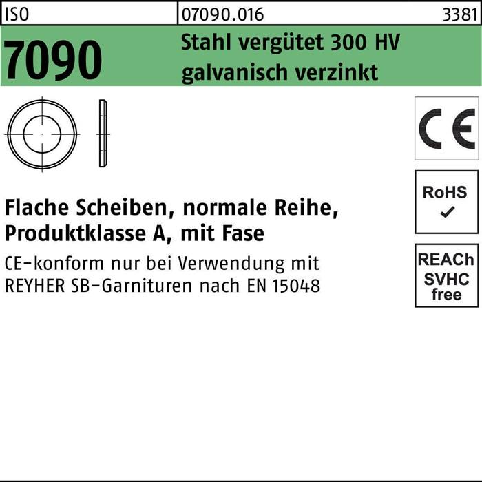 Unterlegscheibe ISO 7090 Fase 24 Stahl verg. 300 HV galv.verz. 50St.-0