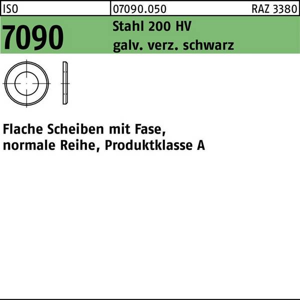 Unterlegscheibe ISO 7090 Fase 6 Stahl 200 HV galv.verz. sw 1000St.