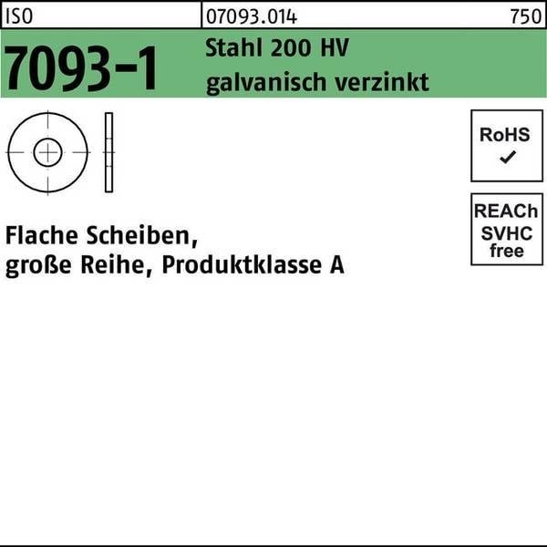 Unterlegscheibe ISO 7093-1 20 Stahl 200 HV galv.verz. 100 Stück
