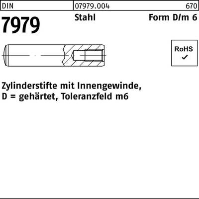 Zylinderstift DIN 7979 Innengewinde D 12x60 Stahl gehärtet Toleranz m6 100St.